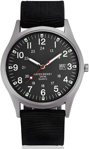 Reginald Mens Watches Unisex Military Watches Sport Nylon Strap Stylish Luminous Fashion Watches Analog Quartz Watches for Men Army Wristwatch