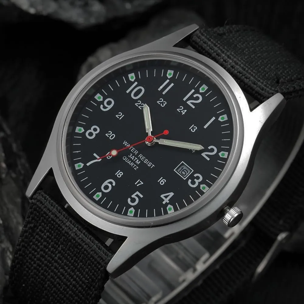 Reginald Mens Watches Unisex Military Watches Sport Nylon Strap Stylish Luminous Fashion Watches Analog Quartz Watches for Men Army Wristwatch
