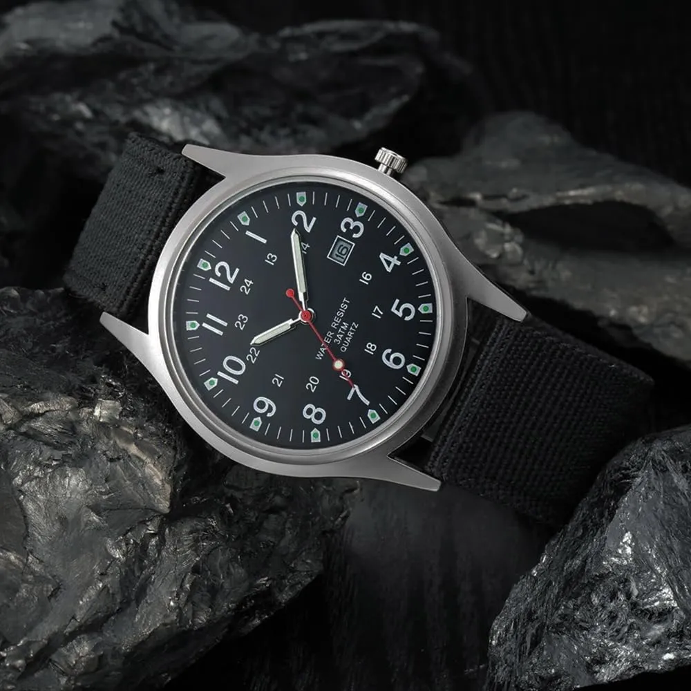 Reginald Mens Watches Unisex Military Watches Sport Nylon Strap Stylish Luminous Fashion Watches Analog Quartz Watches for Men Army Wristwatch