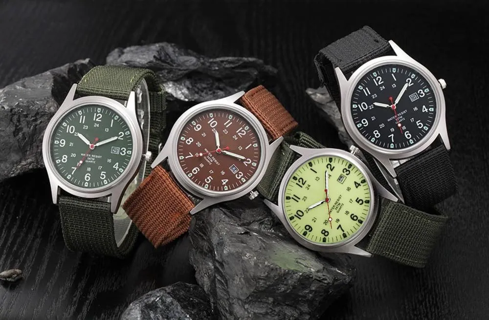 Reginald Mens Watches Unisex Military Watches Sport Nylon Strap Stylish Luminous Fashion Watches Analog Quartz Watches for Men Army Wristwatch
