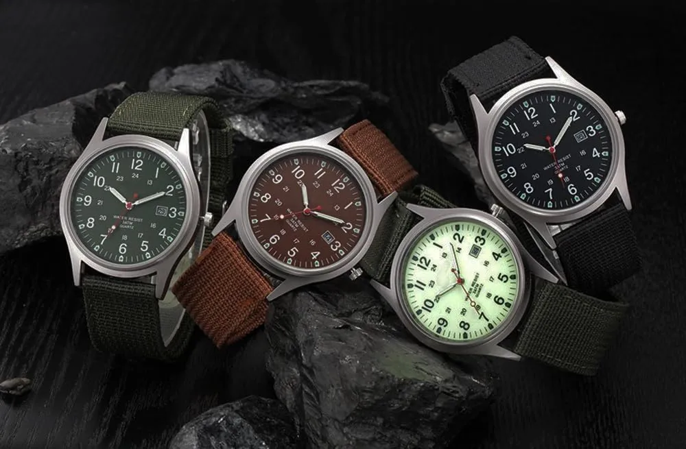Reginald Mens Watches Unisex Military Watches Sport Nylon Strap Stylish Luminous Fashion Watches Analog Quartz Watches for Men Army Wristwatch