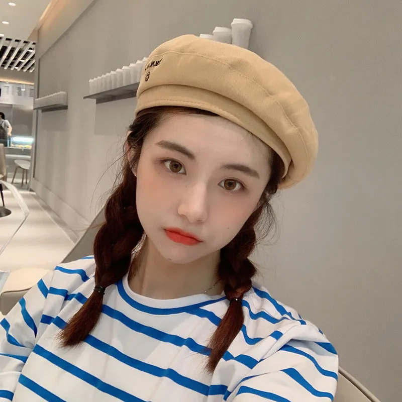 Retro beret solid color wild cute ins wind Japanese military hat