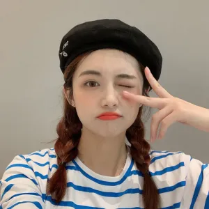 Retro beret solid color wild cute ins wind Japanese military hat