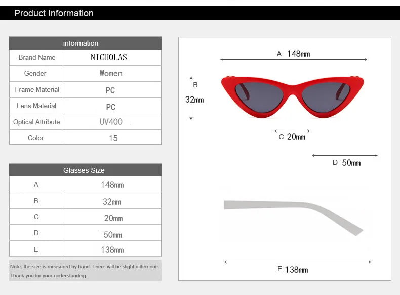 Retro Cat Eye Small Frame Triangle Sun glasses