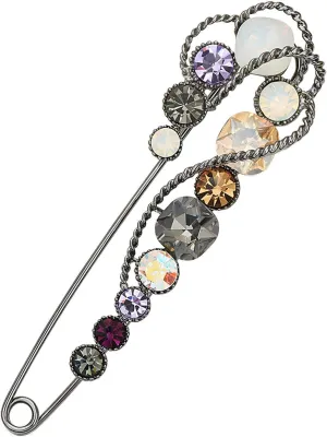 Retro Crystal Pearl Large Safety Pin Brooch Skirt Cardigan Hat Scarf Scottish Kilt Pin