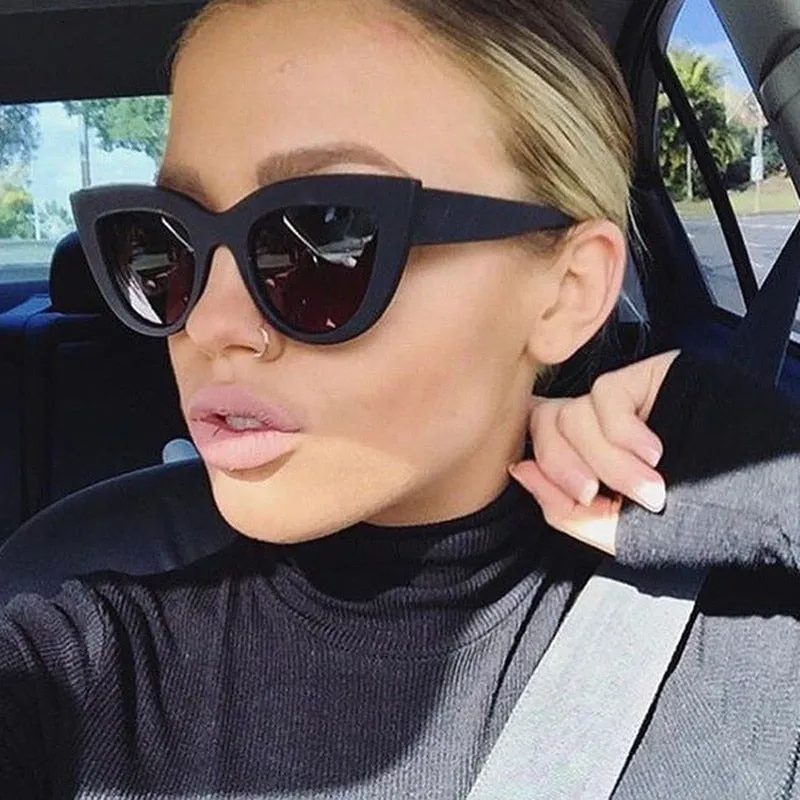 Retro Cute Thick Framed Designer Style Cat Eye Sunglasses