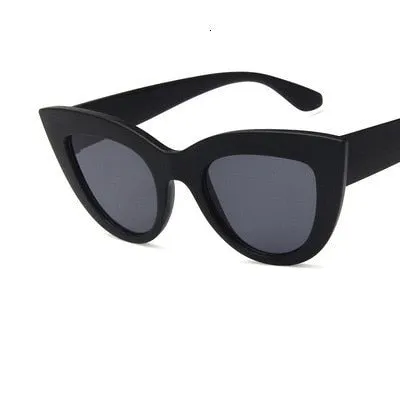 Retro Cute Thick Framed Designer Style Cat Eye Sunglasses