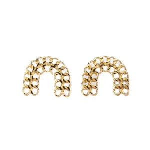 Retro Geometric Metal Earrings with Woven Hollow Design