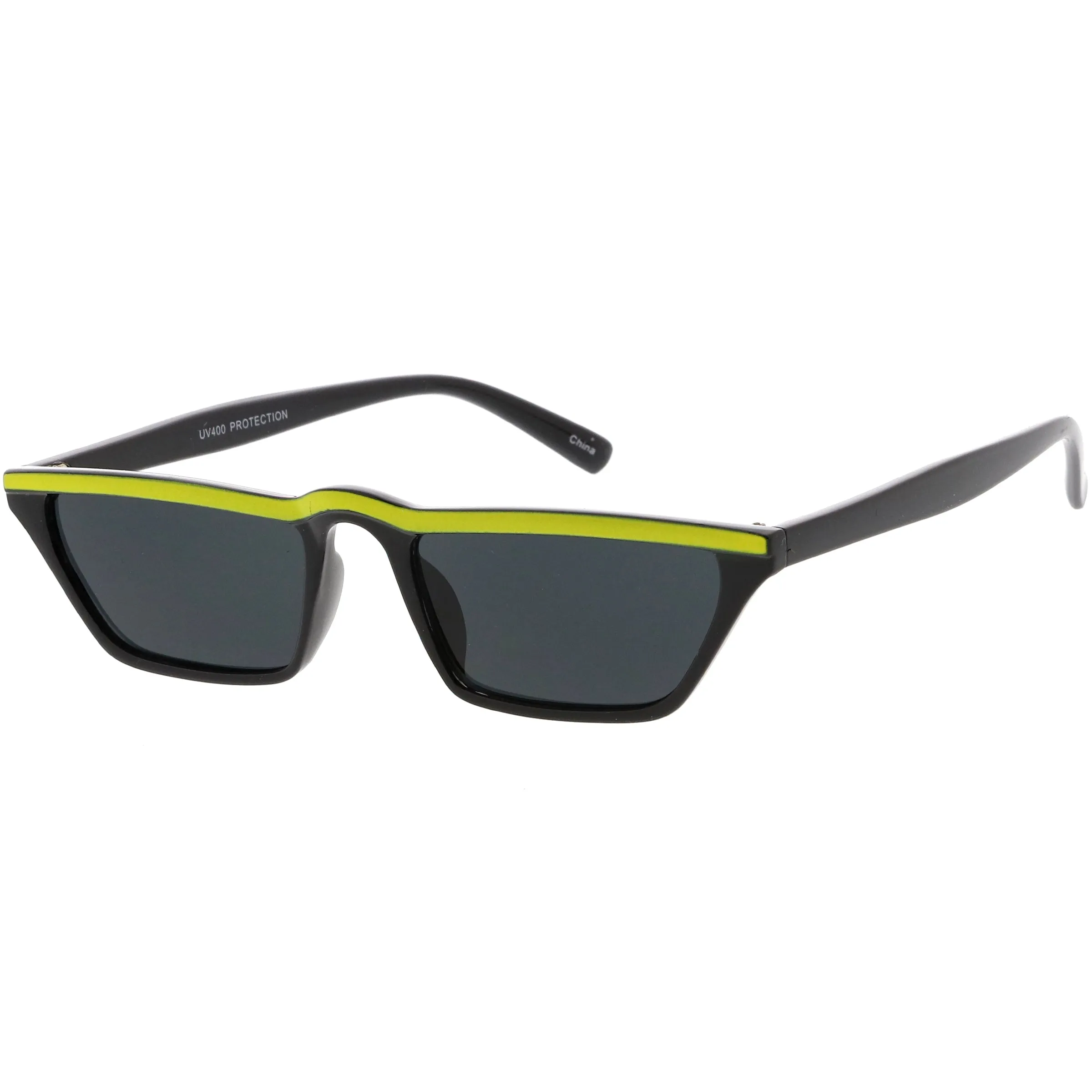 Retro Low Temple 1990's Flat Top Cat Eye Sunglasses C707