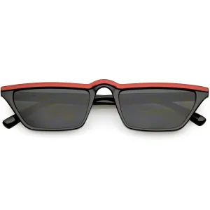 Retro Low Temple 1990's Flat Top Cat Eye Sunglasses C707
