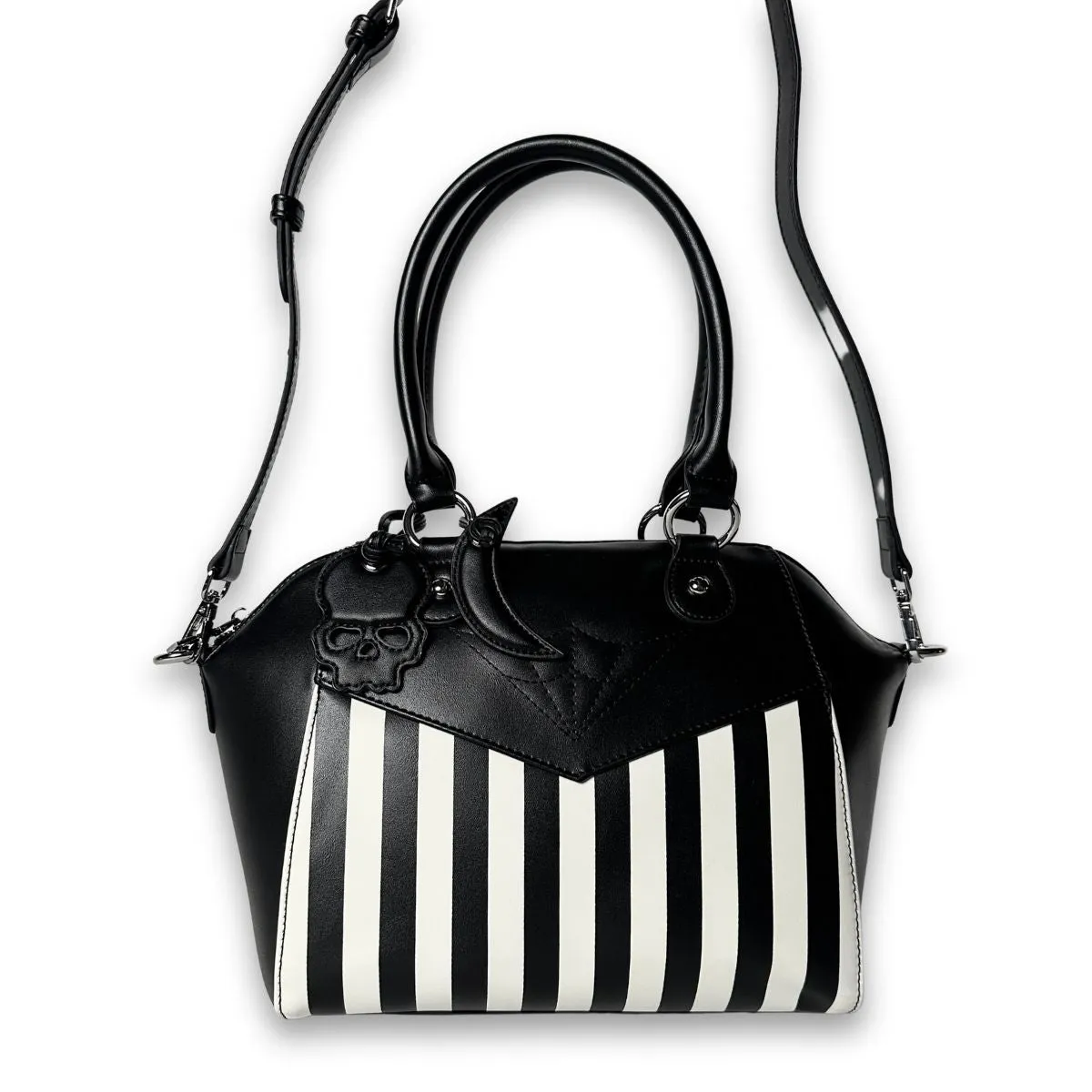 Retro Spiderweb Stripes Crossbody & Handbag with Bag Charms