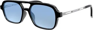 Retro Square Sunglasses for Womens Mens (Blue)