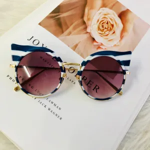 Retro Stripe Round Sunglasses