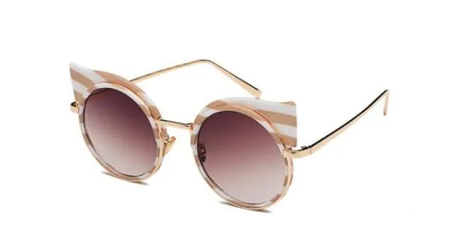 Retro Stripe Round Sunglasses