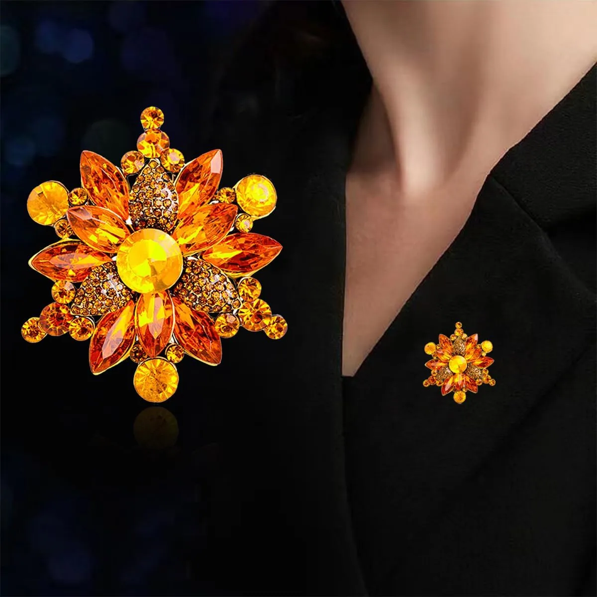 Rhinestone Flower Brooch Pin for Women Red Black Purple Flower Brooch Hat Christmas Brooch Jewelry