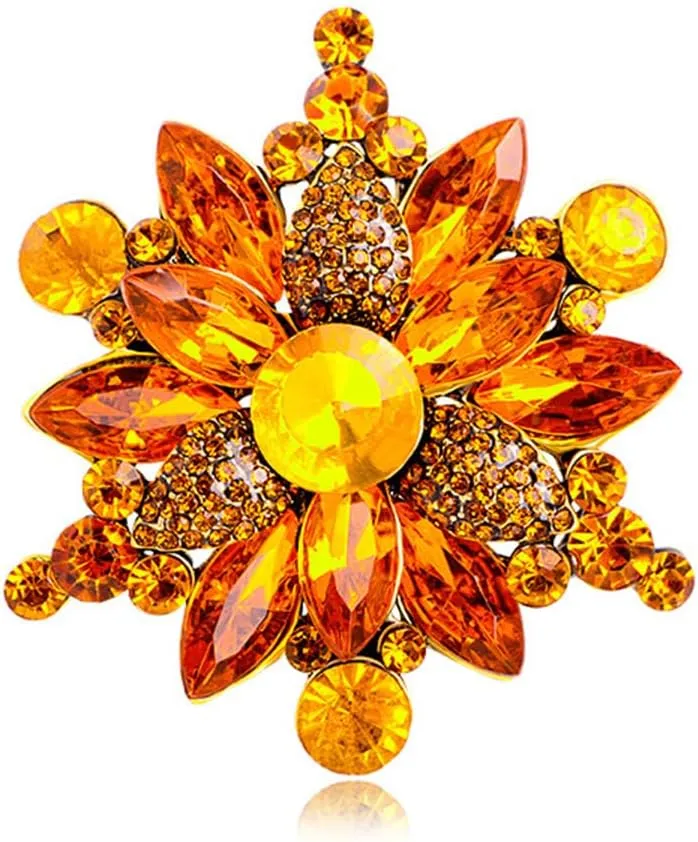 Rhinestone Flower Brooch Pin for Women Red Black Purple Flower Brooch Hat Christmas Brooch Jewelry