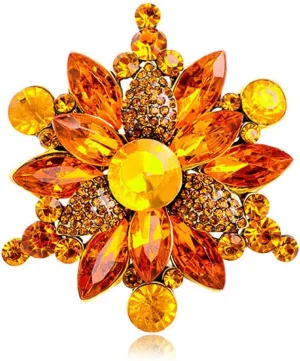 Rhinestone Flower Brooch Pin for Women Red Black Purple Flower Brooch Hat Christmas Brooch Jewelry
