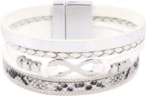RIAH FASHION Bohemian Faux Leather Wrap Multi Layer Statement Bracelet - Boho Leatherette Bangle Cuff Crystal Rhinestone, Acrylic Pearl
