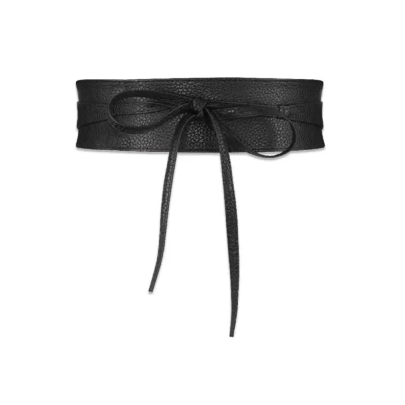 Ribbon Corset Elastic Waist PU Leather Belt