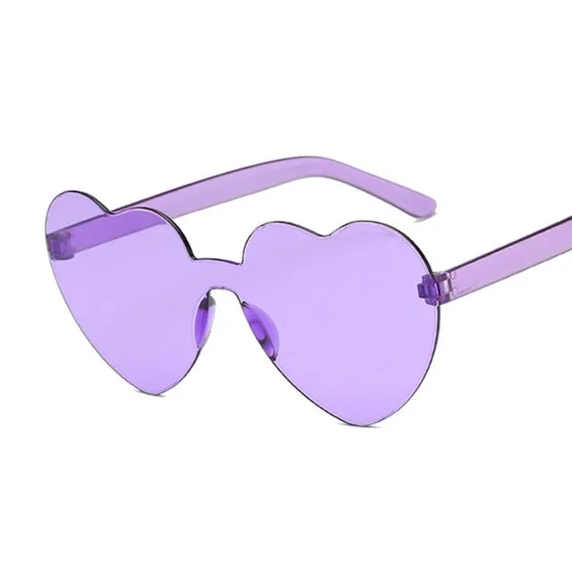 Rimless Love Heart Cat Eye Vintage Retro Sunglasses