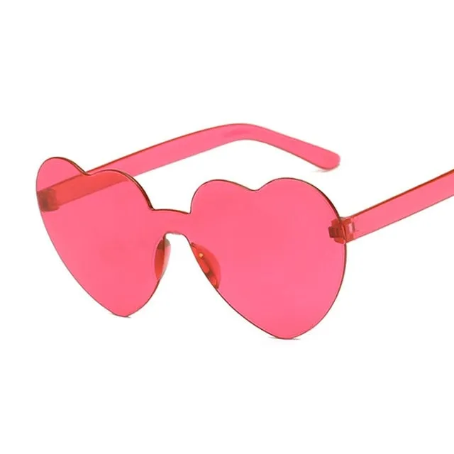 Rimless Love Heart Cat Eye Vintage Retro Sunglasses