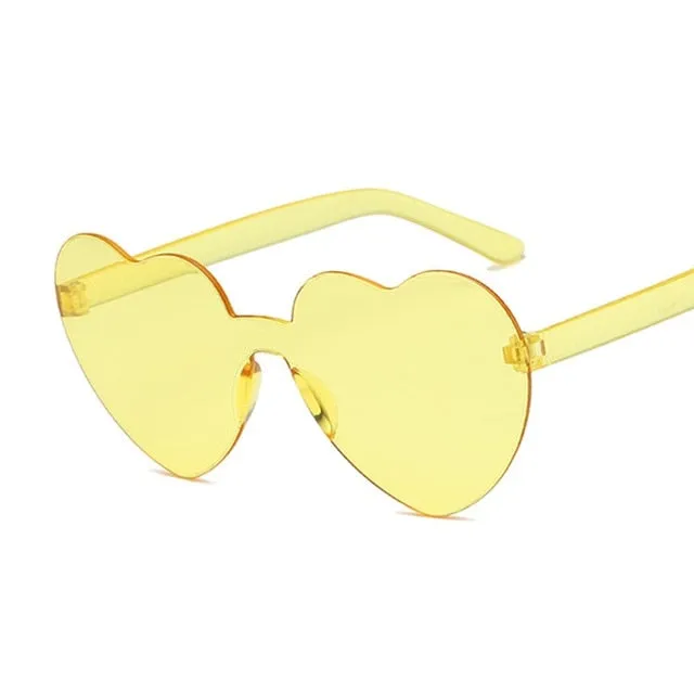 Rimless Love Heart Cat Eye Vintage Retro Sunglasses