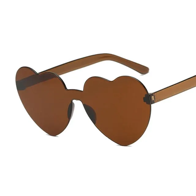 Rimless Love Heart Cat Eye Vintage Retro Sunglasses