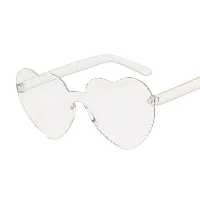 Rimless Love Heart Cat Eye Vintage Retro Sunglasses