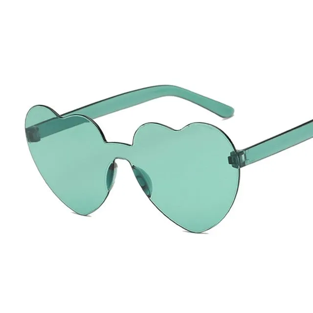 Rimless Love Heart Cat Eye Vintage Retro Sunglasses