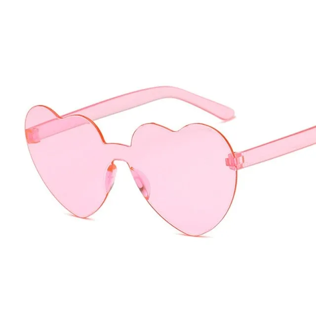 Rimless Love Heart Cat Eye Vintage Retro Sunglasses