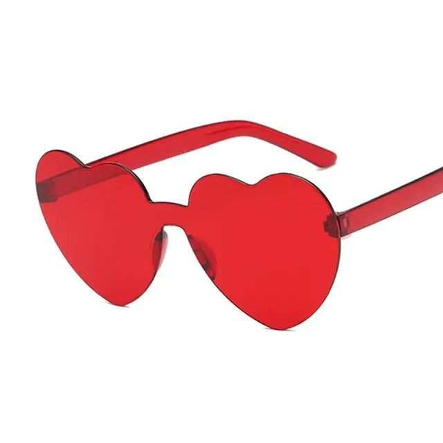 Rimless Love Heart Cat Eye Vintage Retro Sunglasses