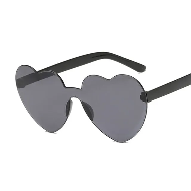 Rimless Love Heart Cat Eye Vintage Retro Sunglasses