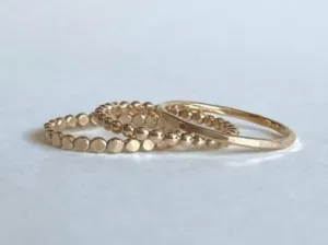 Ring Stack: Beaded, Hammered Beaded & Thin Hammered