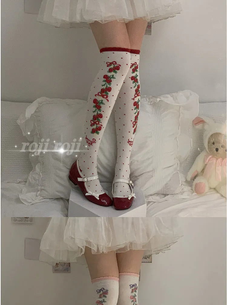 Roji Roji~Autumn Sweet Lolita Cotton Thigh-high Socks