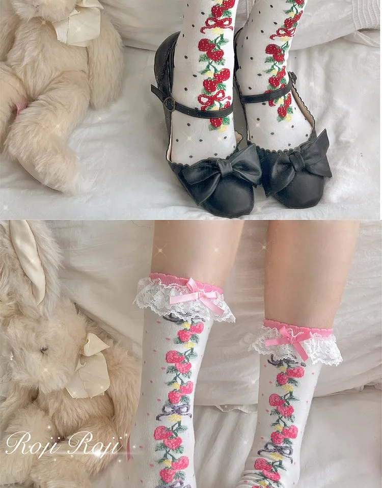 Roji Roji~Autumn Sweet Lolita Cotton Thigh-high Socks