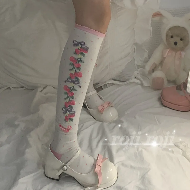 Roji Roji~Autumn Sweet Lolita Cotton Thigh-high Socks