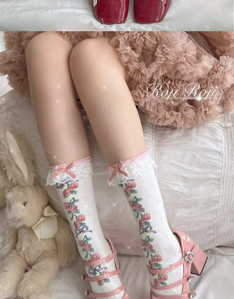 Roji Roji~Autumn Sweet Lolita Cotton Thigh-high Socks