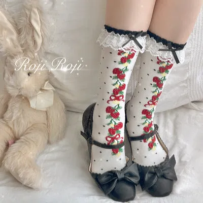 Roji Roji~Autumn Sweet Lolita Cotton Thigh-high Socks