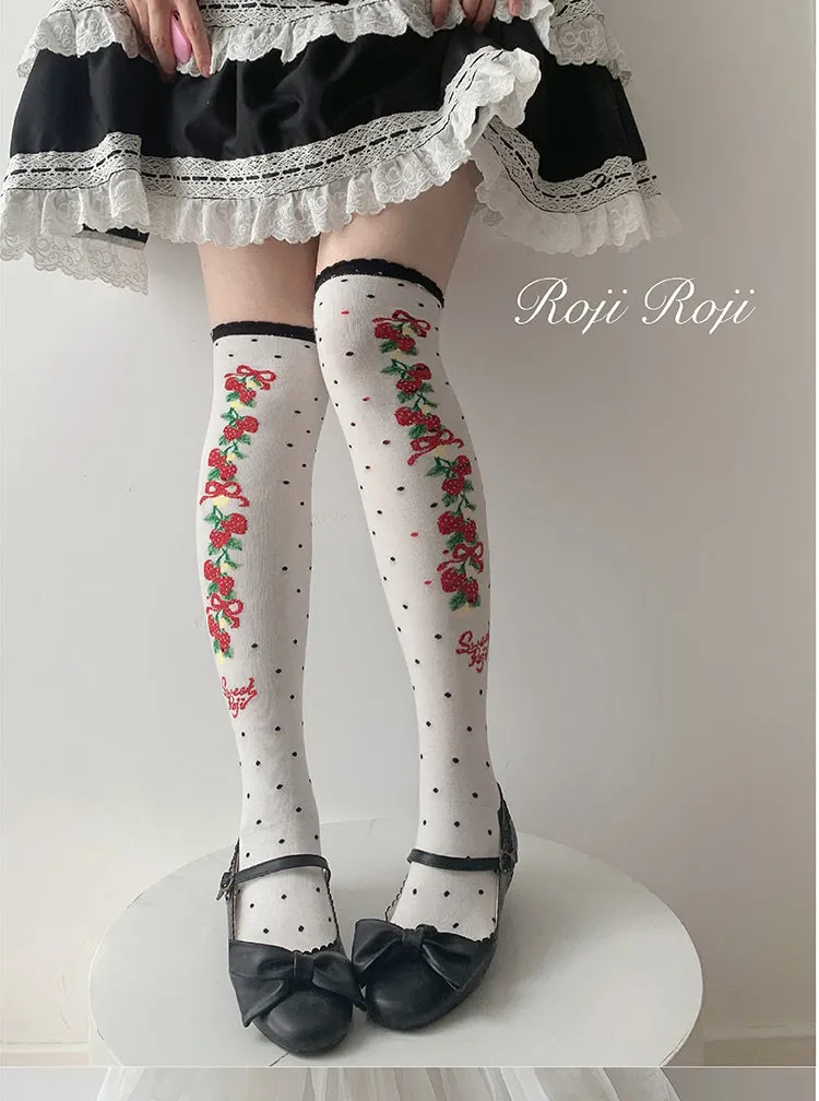 Roji Roji~Autumn Sweet Lolita Cotton Thigh-high Socks