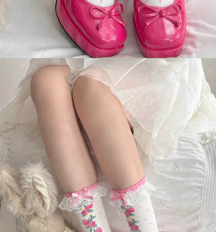 Roji Roji~Autumn Sweet Lolita Cotton Thigh-high Socks