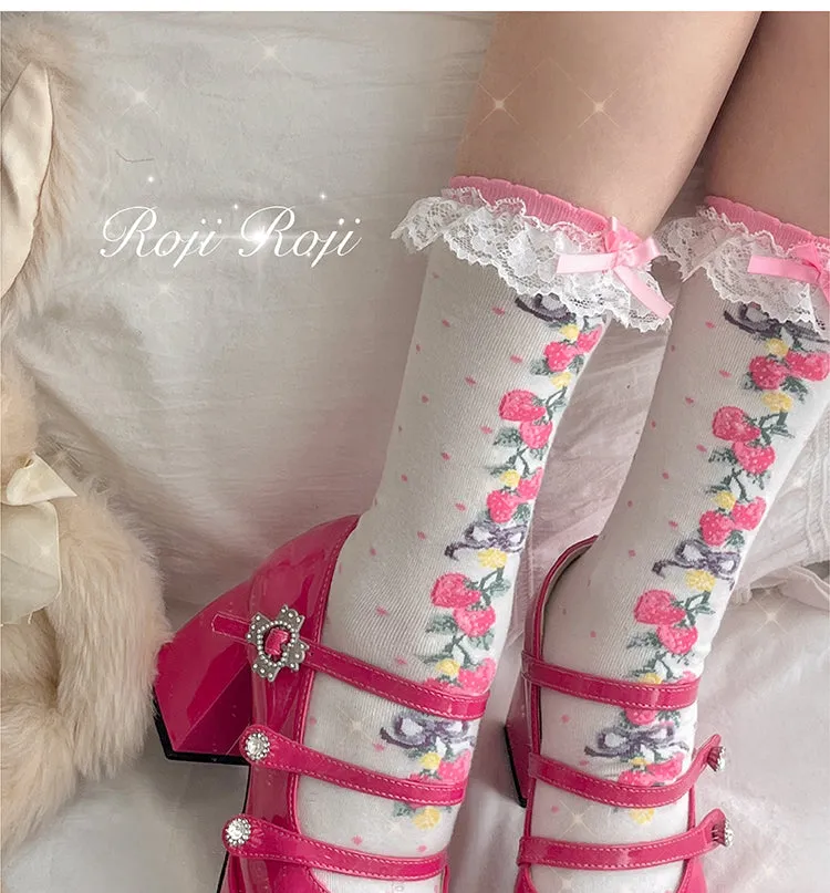 Roji Roji~Autumn Sweet Lolita Cotton Thigh-high Socks