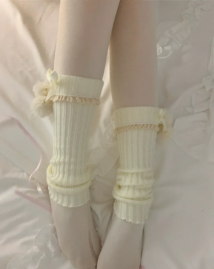 Roji Roji~Sweet Lolita Leg Warmmer Lace and Butterfly Bow