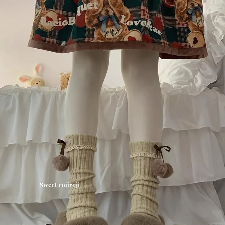 Roji Roji~Sweet Lolita Leg Warmmer Lace and Butterfly Bow