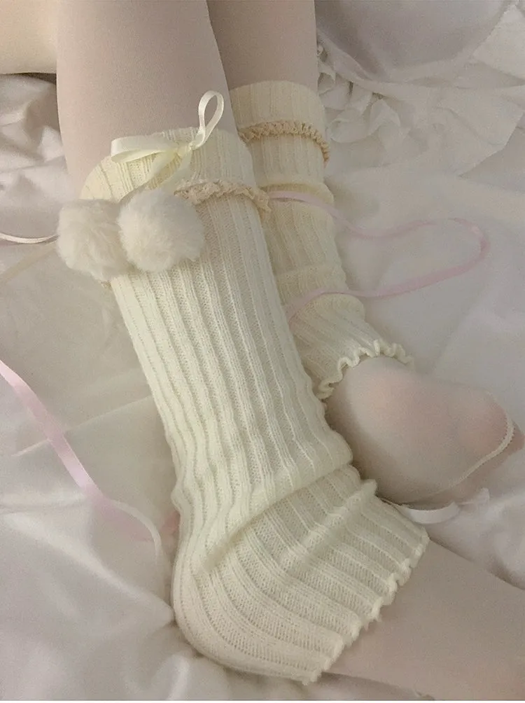 Roji Roji~Sweet Lolita Leg Warmmer Lace and Butterfly Bow