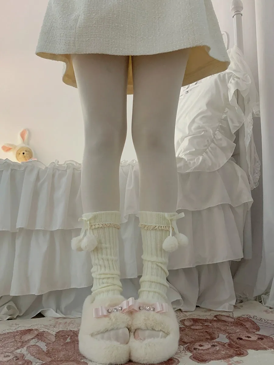 Roji Roji~Sweet Lolita Leg Warmmer Lace and Butterfly Bow