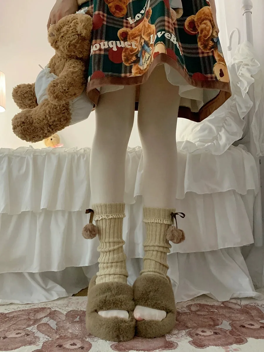 Roji Roji~Sweet Lolita Leg Warmmer Lace and Butterfly Bow