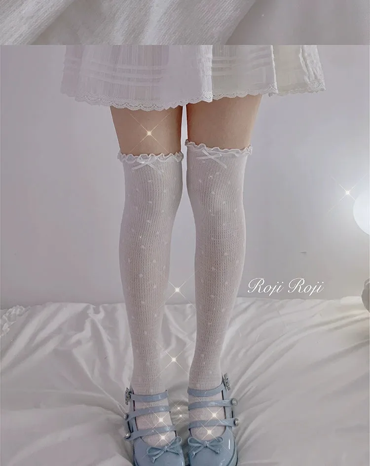 Roji Roji~Sweet Lolita Socks Cute Cotton Lolita Stockings Polka Dot