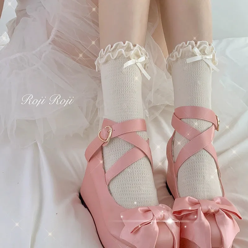 Roji Roji~Sweet Lolita Socks Cute Cotton Lolita Stockings Polka Dot