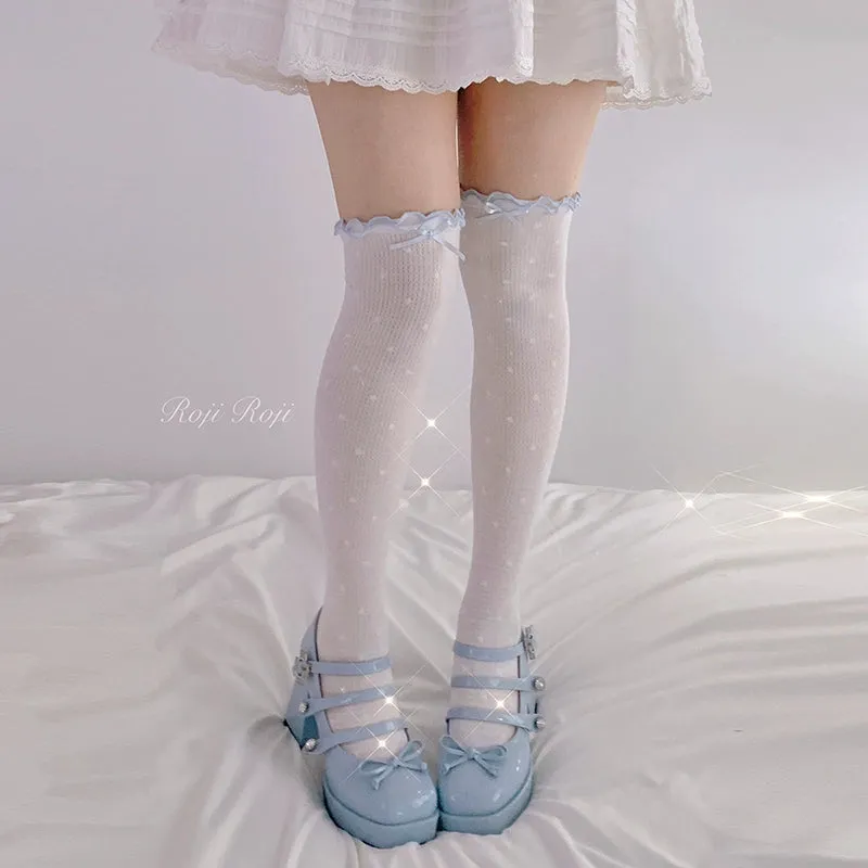 Roji Roji~Sweet Lolita Socks Cute Cotton Lolita Stockings Polka Dot