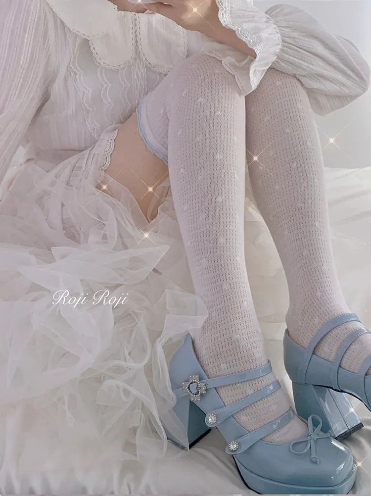 Roji Roji~Sweet Lolita Socks Cute Cotton Lolita Stockings Polka Dot